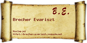 Brecher Evariszt névjegykártya